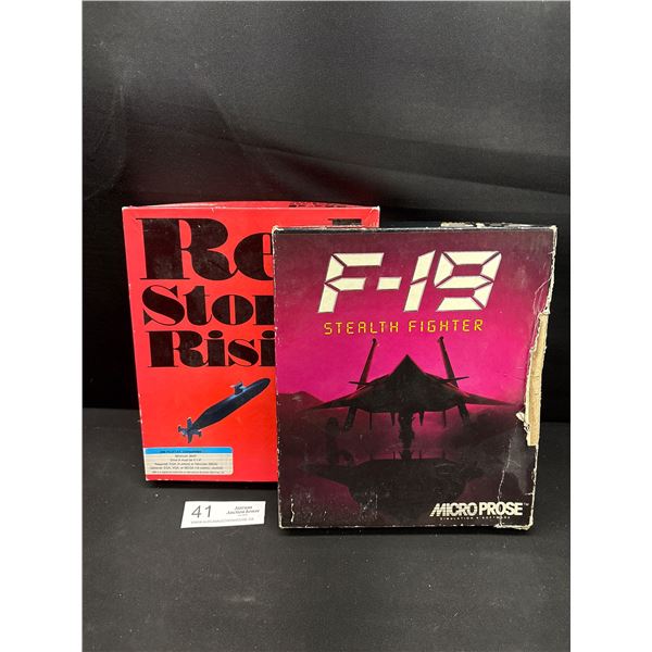2 Vintage Micro Proce Games F-19 Stealth Fighter and Red Storm Rising
