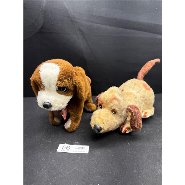 2 Vintage Battery Operated Mechanical Dogs Made in Japan