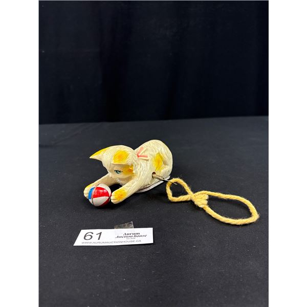 Vintage Wind Up Cat Chasing Ball in Good Working Order