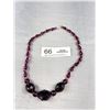 Image 2 : Vintage Amethyst Purple Bead Necklace 19" Long w/ Silvertone Fishhook Filigree Clasp