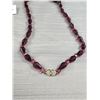 Image 3 : Vintage Amethyst Purple Bead Necklace 19" Long w/ Silvertone Fishhook Filigree Clasp