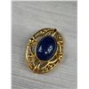 Image 3 : Vintage Gold Tone Brooch w/ Navy Blue and White Flecked Coloured Gemstone