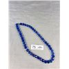 Image 2 : Vintage Sparkling Blue - Glass Bead Necklace w/ Silvertone Fishhook Filigree Clasp