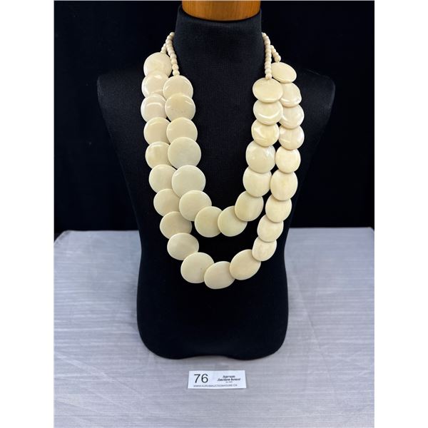 Double Strand Vintage Cream Bone Statement Necklace One Piece Has A Chip Don’t Notice From 