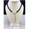 Image 2 : Vintage Black Glass Bead Necklace 18" Long