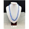 Image 1 : Vintage Blue Sky Aurora Borealis Glass Bead Necklace 23" Long