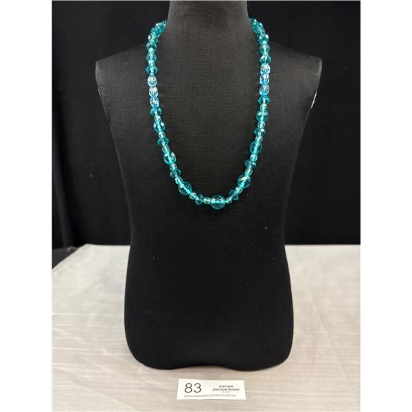 Aquamarine Faceted Bead Necklace 24" Long