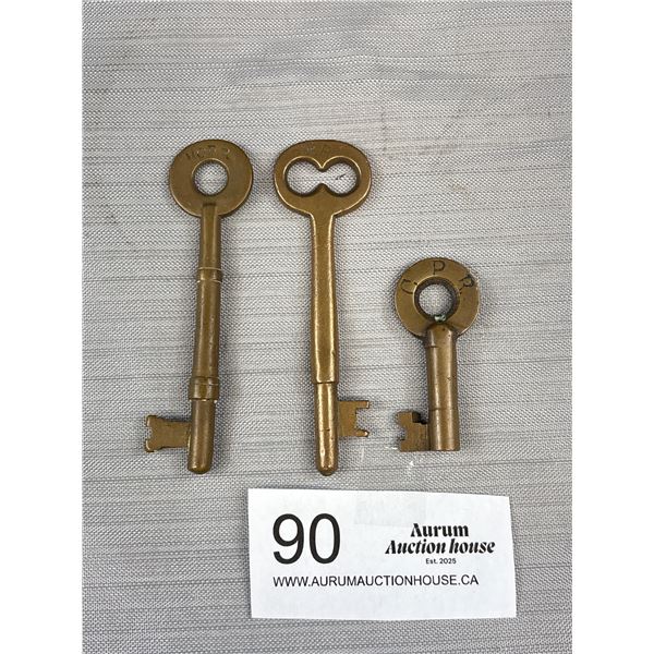 Lot of 3 Vintage CPR Keys