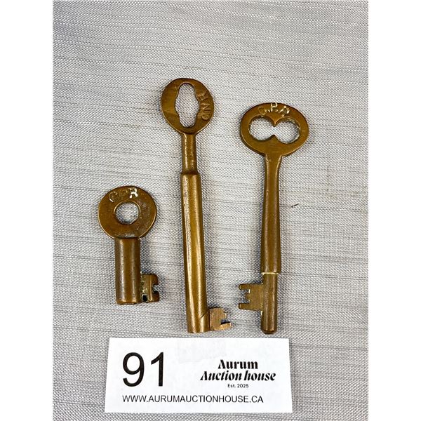 Lot of 3 Vintage CPR Keys