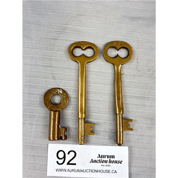 Lot of 3 Vintage CPR Keys