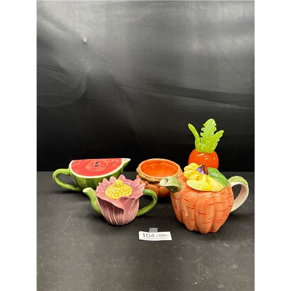 Collectible Tea Pot Lot Mug etc Fruit Related