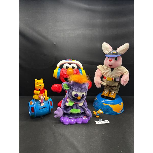 Lot of 4 Vintage Mechanical Figures Seasame Street, Winnie the Pooh, Etc