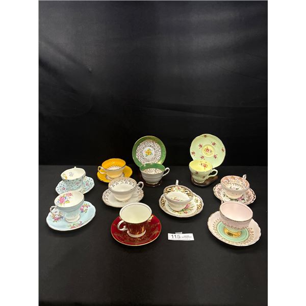 Lot of 10 Vintage Bone China Teacups and Saucers