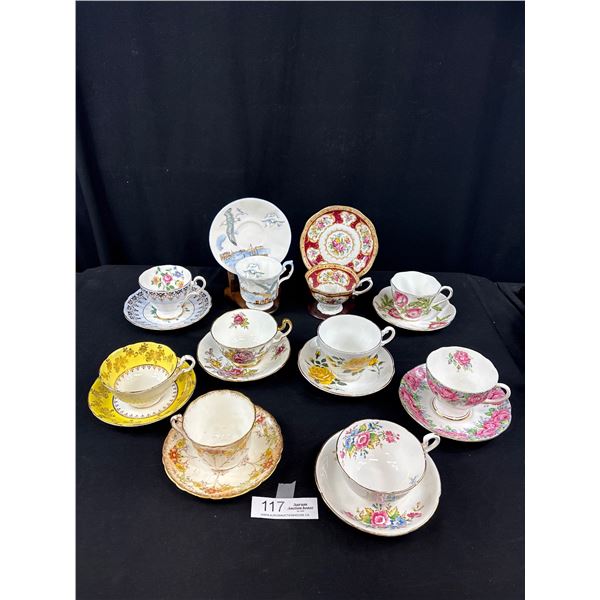 Lot of 10 Vintage Bone China Teacups and Saucers