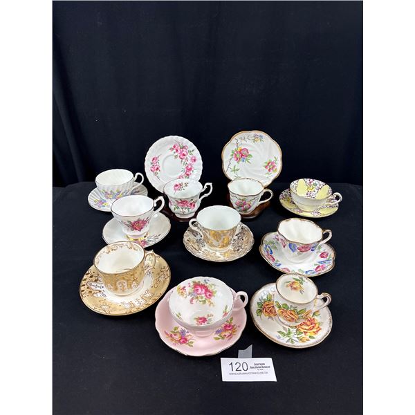 Lot of 10 Vintage Bone China Teacups and Saucers
