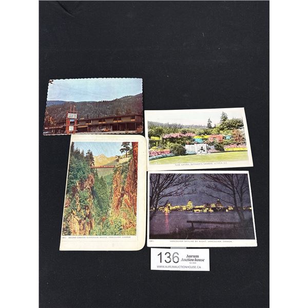 4 Vancouver + B.C. Postcards (2 Folding) All Vintage