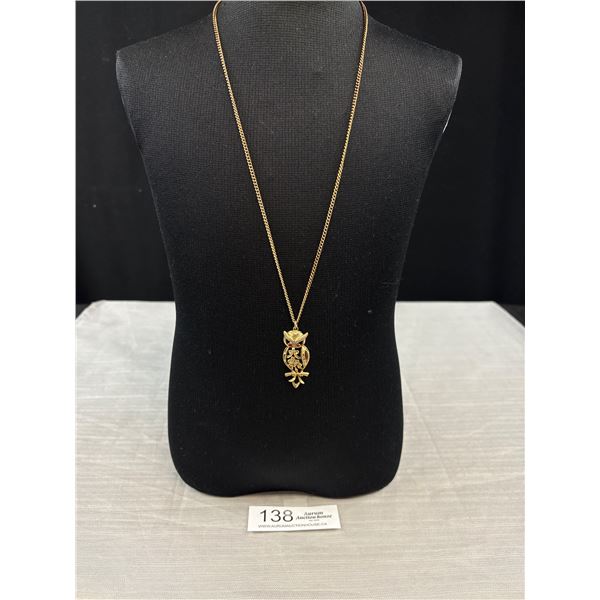 Vintage Red Eyed Owl Necklace