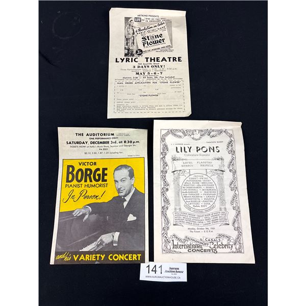 3 Early Theatre/Concert Flyers + Programmes All Vancouver