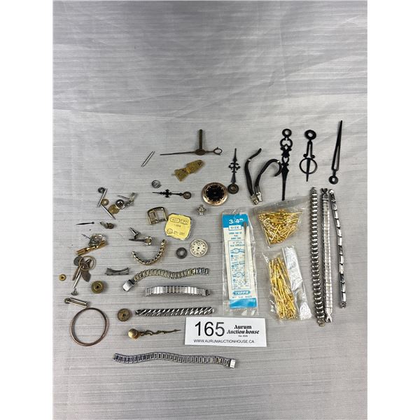 Small Box Lot of New + Old Watch + Clock Parts