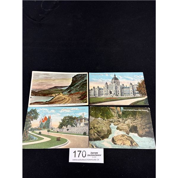 4 Vintage B.C. Postcards Incl. Victoria + Ashcroft