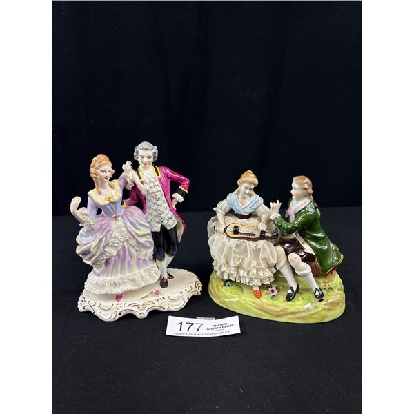Lot of 2 Vintage Porcelain Figurines Dresden Lace etc