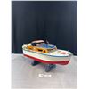 Image 1 : Vintage 18" Long Langcraft Model Boat with 2 Motors Excellent Condition on Stand