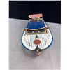 Image 4 : Vintage 18" Long Langcraft Model Boat with 2 Motors Excellent Condition on Stand