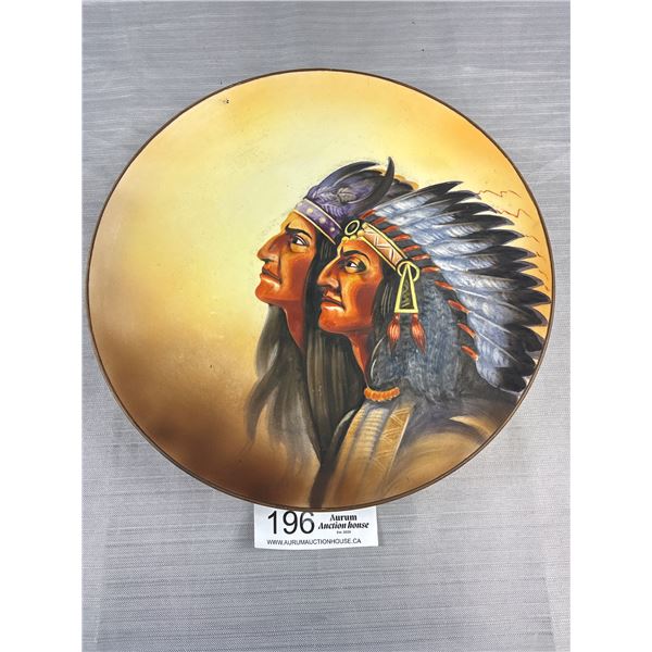 Hard to Find 1910 Nippon Porcelain Hanging Plate with Indian Portraits 10.5 Dia