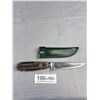 Image 1 : Vintage Stag Handle Knife with Sheath Puma? 800 Silver Tag on Side