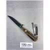 Image 2 : Vintage Stag Handle Knife with Sheath Puma? 800 Silver Tag on Side