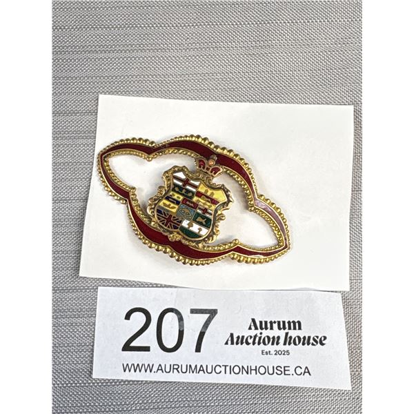 Very Nice 2 1/2" Wide Enamel Canada Brooch 1910-20 Great Detail