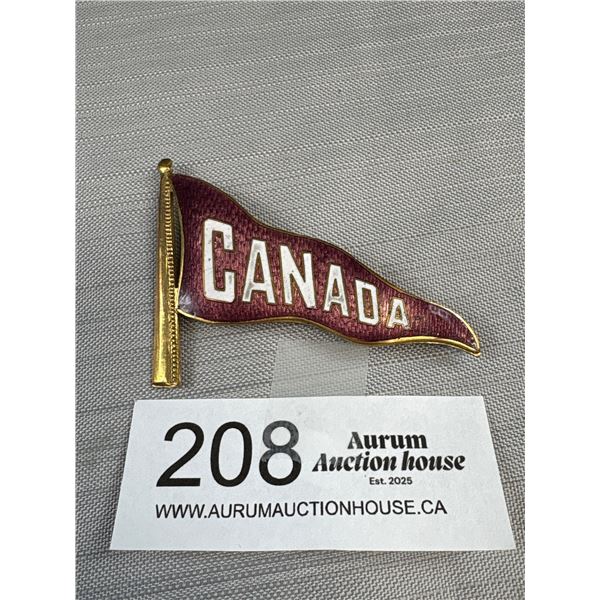 3" Wide 1920 Canada Enamel Flag Brooch