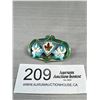Image 1 : 925 Sterling Silver Enamel Canada Brooch 2" Wide 1910-20
