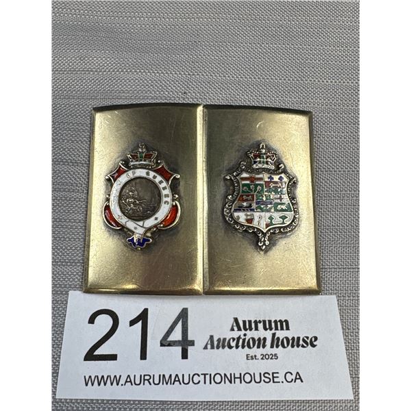 Antique Sterling Silver Canadian Belt Buckle Quebec Emblem Very Nice