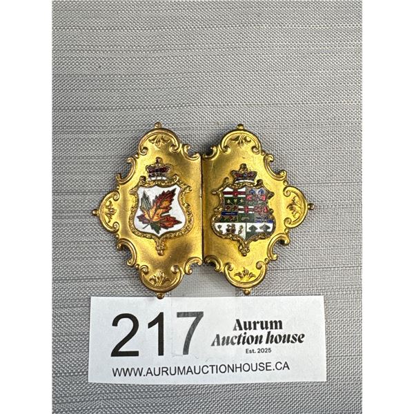 Victorian/Edwardian Enamel Maple Leaf Belt Buckle in Excellent Condition with Great Detail