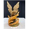 Image 1 : Very Nice Hand Carved 14" Tall Eagle and Fox Signed on Bottom