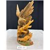 Image 2 : Very Nice Hand Carved 14" Tall Eagle and Fox Signed on Bottom
