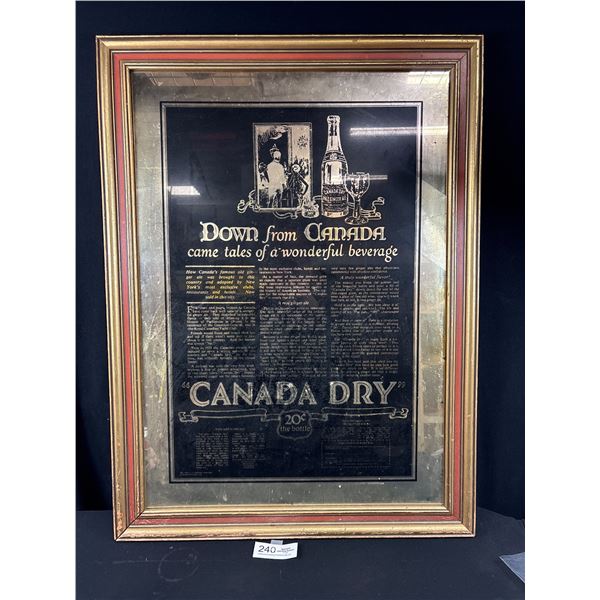 Vintage Canada Dry Gold Tone Advertisment Mirror 24" x 32" NO SHIPPING