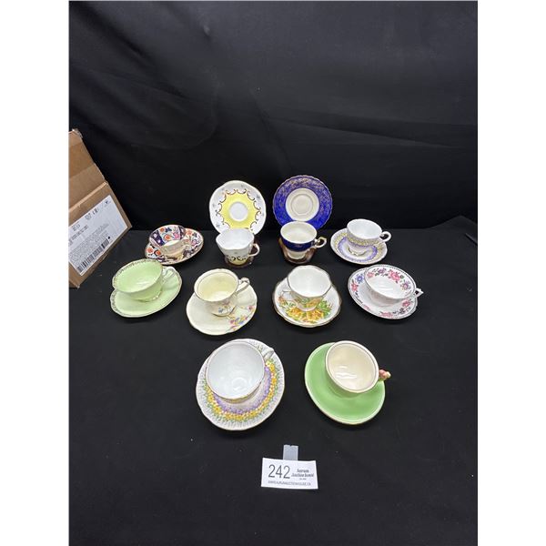 Lot of 10 Bone China Vintage Teacups and Saucers