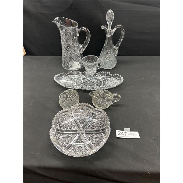 Very Nice Lot of Crystal and Glassware Crystal Pitcher Etc