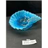Image 1 : Vintage Light Blue Ruffled Opalescent Candy Bowl 8.5" Wide