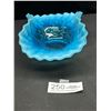 Image 2 : Vintage Light Blue Ruffled Opalescent Candy Bowl 8.5" Wide