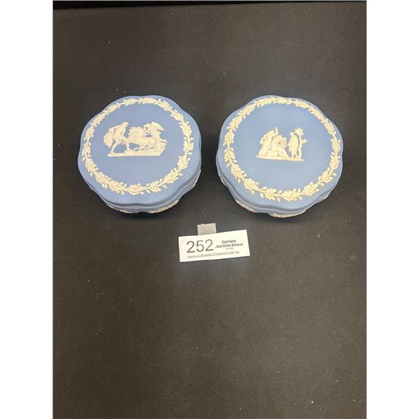 2 Vintage 5.5" Dia Wedgewood Trinket Boxes