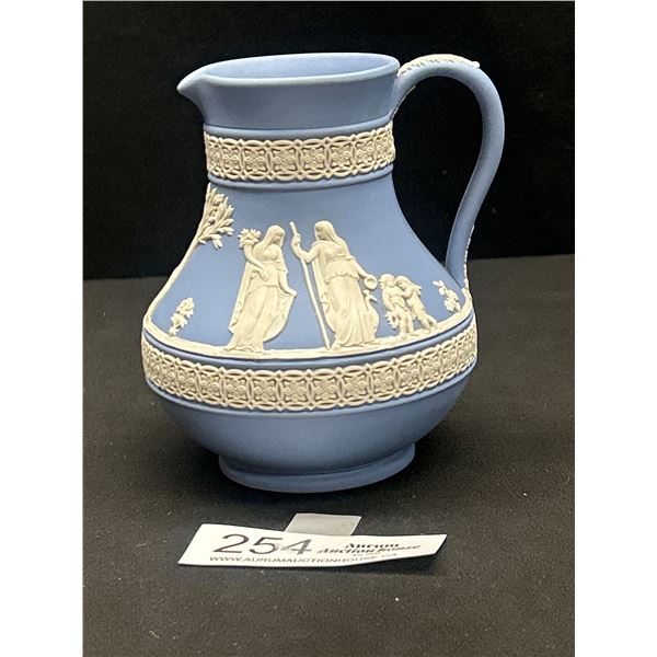 Vintage Wedgewood Blue Jasperware Pitcher/Jug 5" Tall