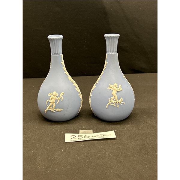 2 Vintage Jasperware Wedgewood Bud Vases 5.5" Tall