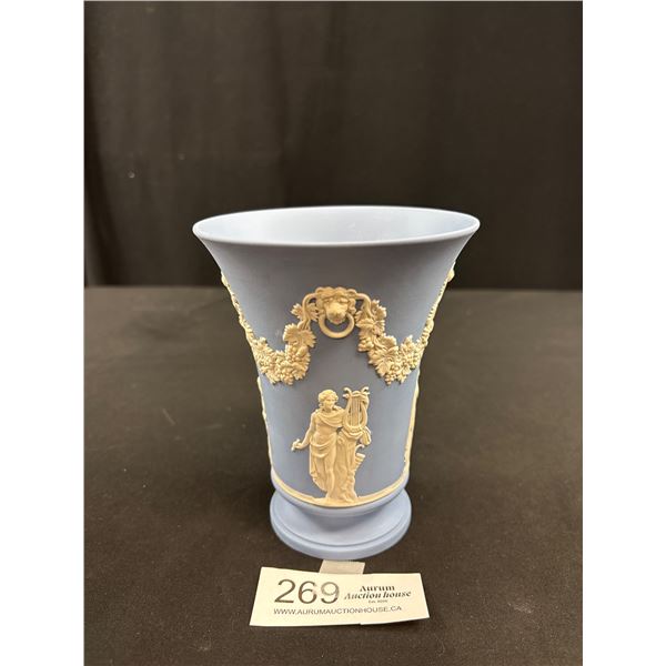 Blue Wedgewood Pottery Jasperware 6" Tall Vase