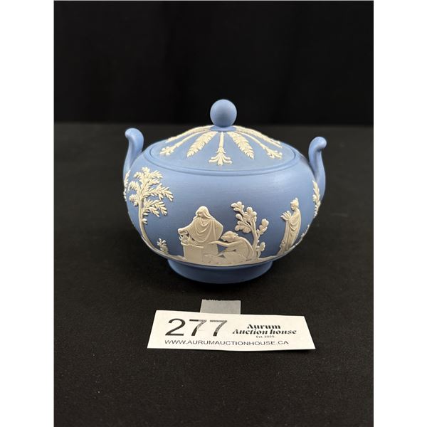 Very Nice Vintage Wedgewood Blue Jasperware Sugar Bowl with Lid