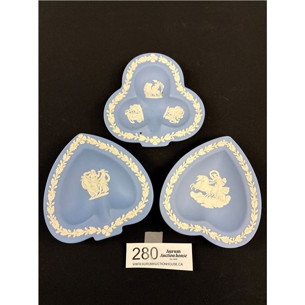 Lot of 3 Heart Shaped Wedgewood Jasperware Dishes