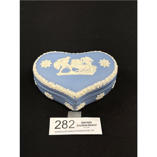 Very Nice Wedgewood Jasperware Heart Shaped Lidded Trinket Box