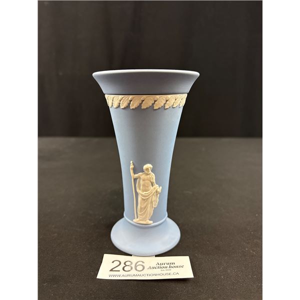 Vintage Wedgewood Jasperware Light Blue Trumpet Vase 6" Tall